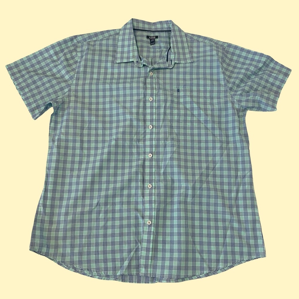 Izod Blue and Green Checkered Shirt